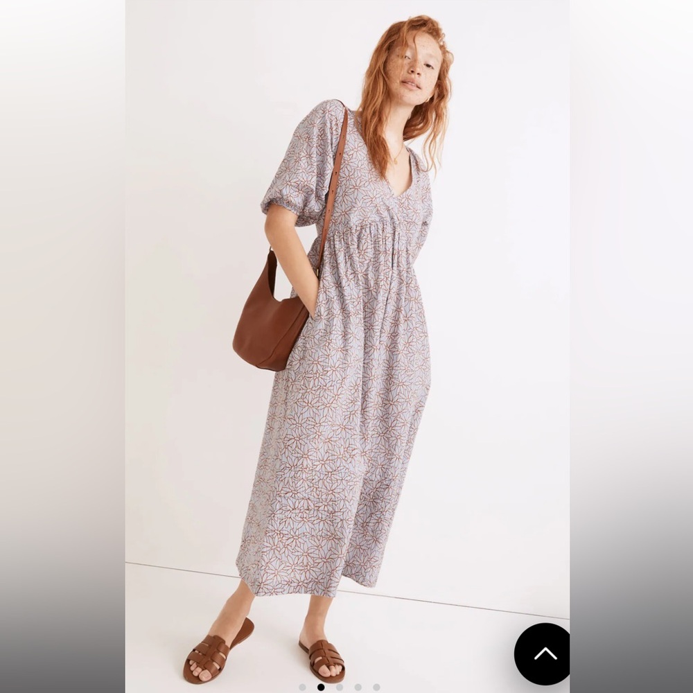 Madewell Marianna Puff Sleeve midi dress daisy pattern, Small